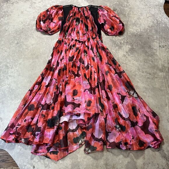 Bibhu Mohapatra Collective Dress Womens‎ 12 Multi Pleated Floral Hi Low Hemline - Picture 4 of 9